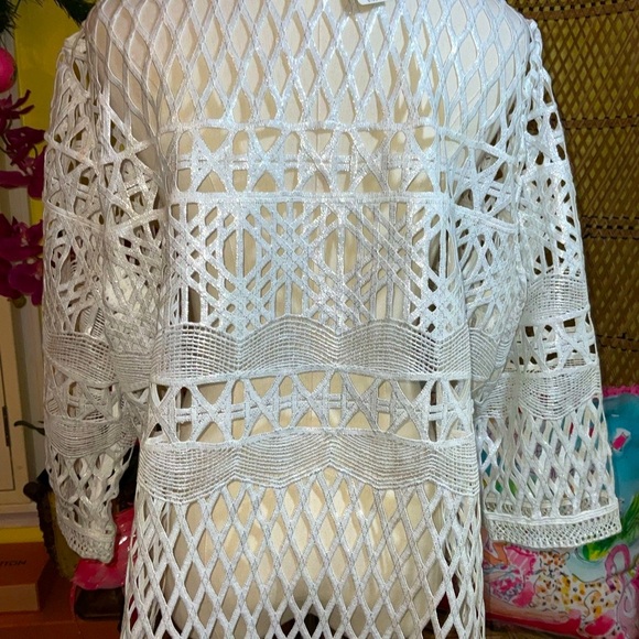 Chico’s Travelers Collection Foiled Strip Jacket Size 3 - Picture 3 of 11